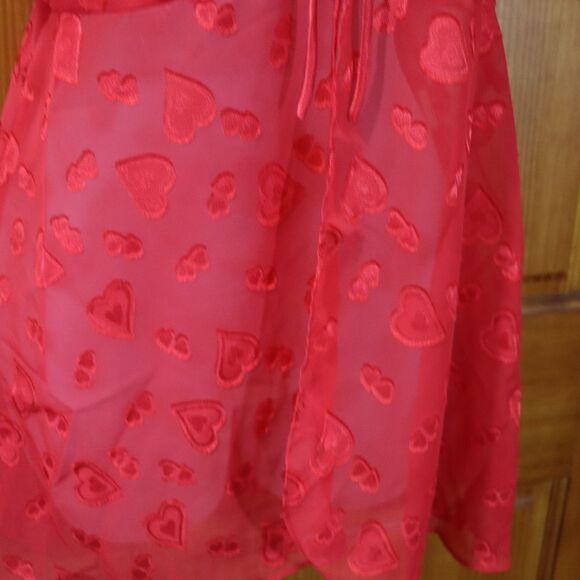 Inner Most Vintage Red Heart Chemise Lingerie Feather Trim Medium - Picture 8 of 13